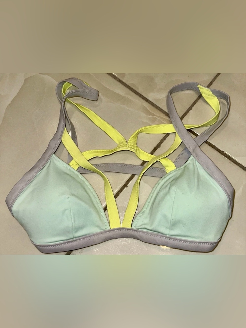 Victoria's Secret Mint & Neon Yellow Strappy Bralette